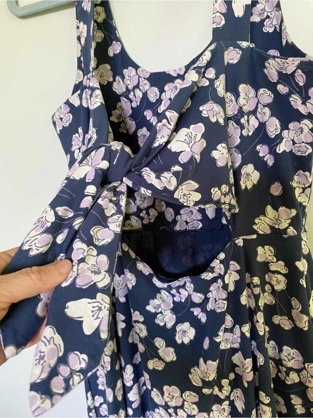 Pact Navy Blue Floral Tie-back Dress with White Blossoms - Picture 5 of 6